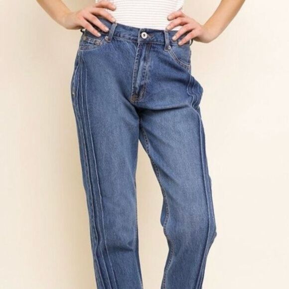 Umgee High Waist Rise Mom Fit Jeans Pintuck Leg 90's Style Size 27 - Picture 15 of 15